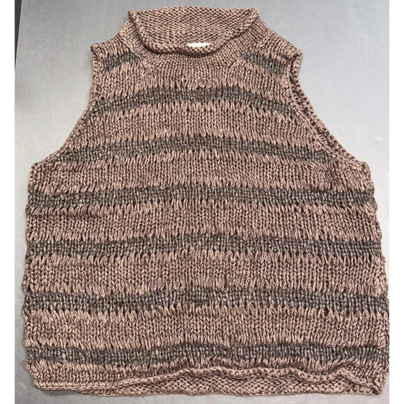 Oscar De La Renta Brown Straw Boho Festival Hippie Beach Nature Tank Top Small - Picture 3 of 13